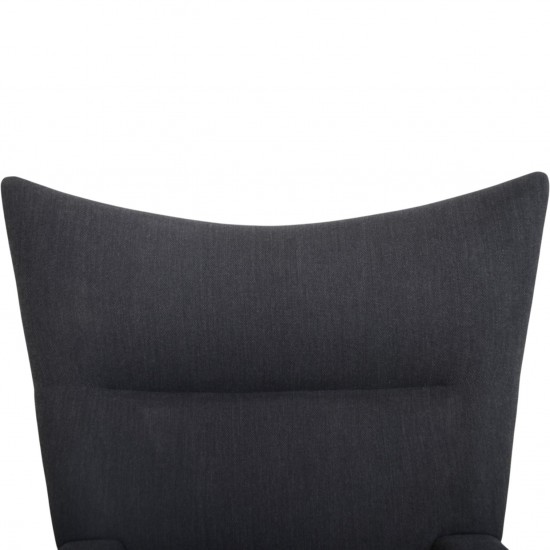 Hans Wegner Wingchair with stool in grey fabric 2019