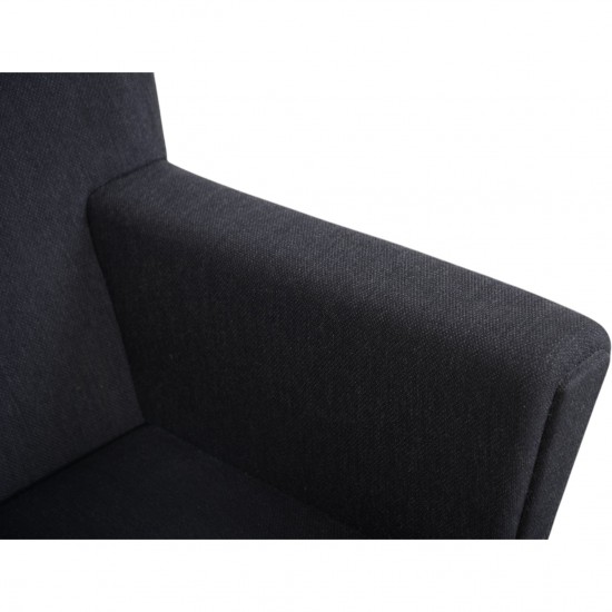 Hans Wegner Wingchair with stool in grey fabric 2019