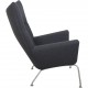 Hans Wegner Wingchair with stool in grey fabric 2019