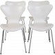 Sæt af 4 Arne Jacobsen Syver stole i hvid læder 1990'erne