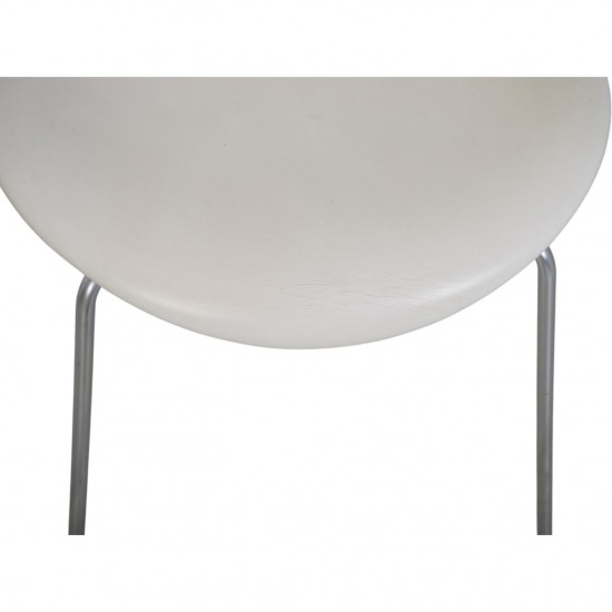 Sæt af 4 Arne Jacobsen Syver stole i hvid læder 1990'erne
