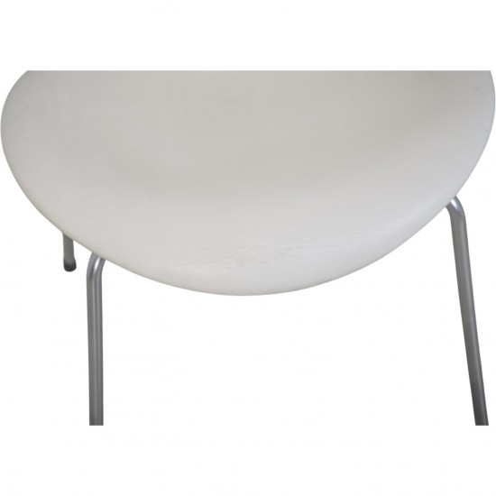 Sæt af 4 Arne Jacobsen Syver stole i hvid læder 1990'erne