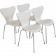 Sæt af 4 Arne Jacobsen Syver stole i hvid læder 1990'erne