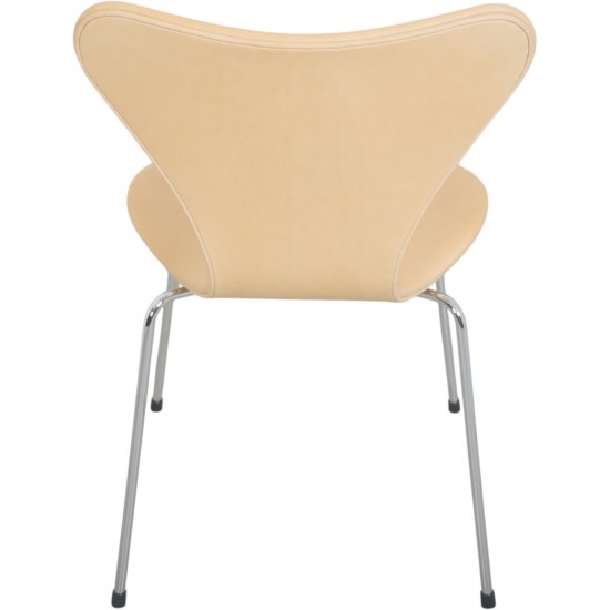 Sæt af 2 Arne Jacobsen Syver stole i natur læder 2000'erne
