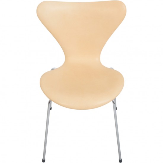 Sæt af 2 Arne Jacobsen Syver stole i natur læder 2000'erne
