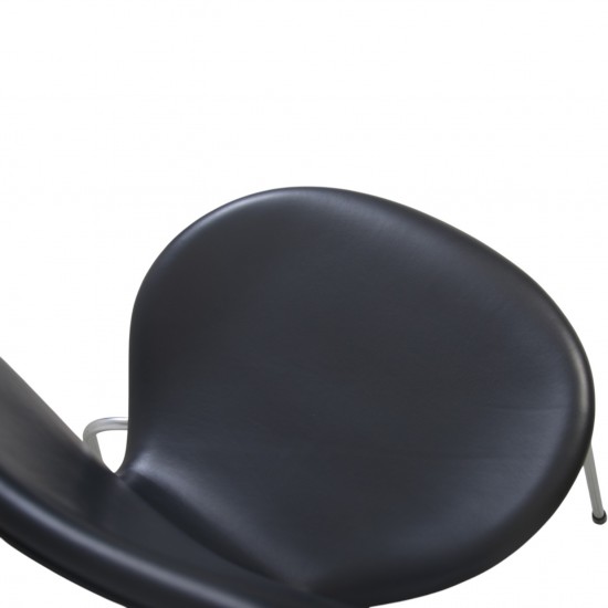 Sæt af 6 Arne Jacobsen Syver stole i sort læder 2000'erne