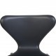 Sæt af 6 Arne Jacobsen Syver stole i sort læder 2000'erne