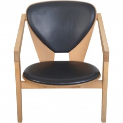 Hans Wegner GE460 Butterfly stol i sort læder og bøg 2000'erne