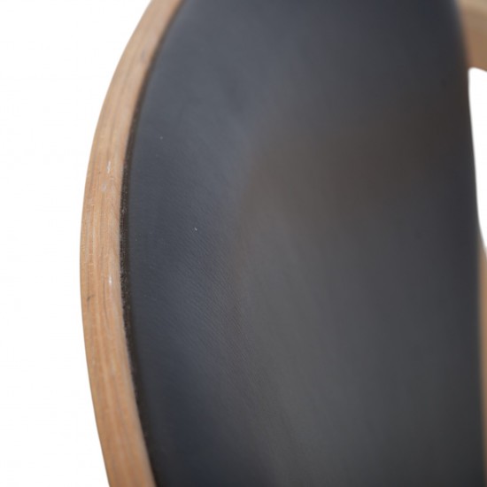 Hans Wegner GE460 Butterfly stol i sort læder og bøg 2000'erne