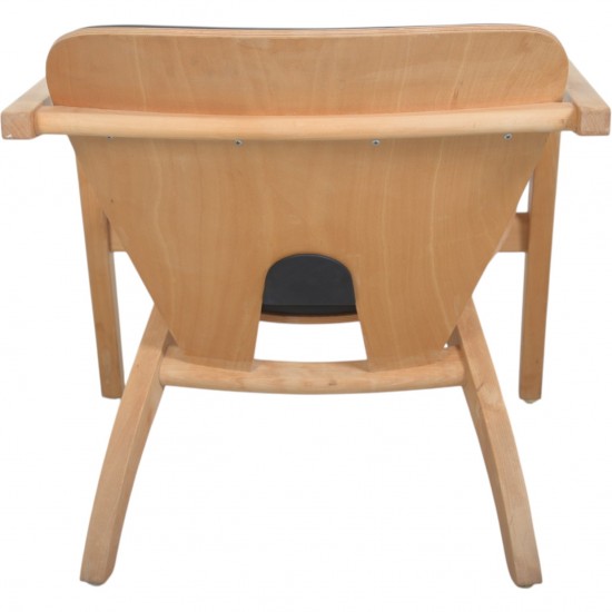 Hans Wegner GE460 Butterfly stol i sort læder og bøg 2000'erne