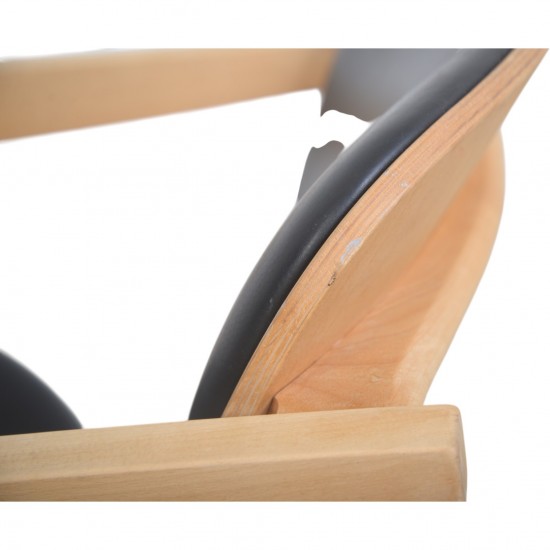 Hans Wegner GE460 Butterfly stol i sort læder og bøg 2000'erne