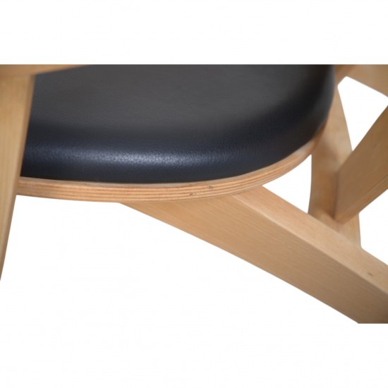 Hans Wegner GE460 Butterfly stol i sort læder og bøg 2000'erne