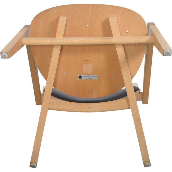 Hans Wegner GE460 Butterfly stol i sort læder og bøg 2000'erne