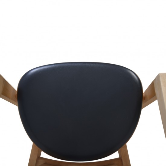 Hans Wegner GE460 Butterfly stol i sort læder og bøg 2000'erne