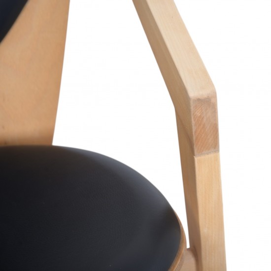 Hans Wegner GE460 Butterfly stol i sort læder og bøg 2000'erne