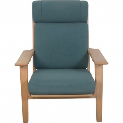 Hans Wegner Ge290a loungestol i grønt stof og bøg 2000'erne