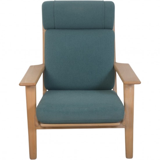 Hans Wegner Ge290a loungestol i grønt stof og bøg 2000'erne