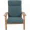 Hans Wegner Ge290a loungestol i grønt stof og bøg 2000'erne