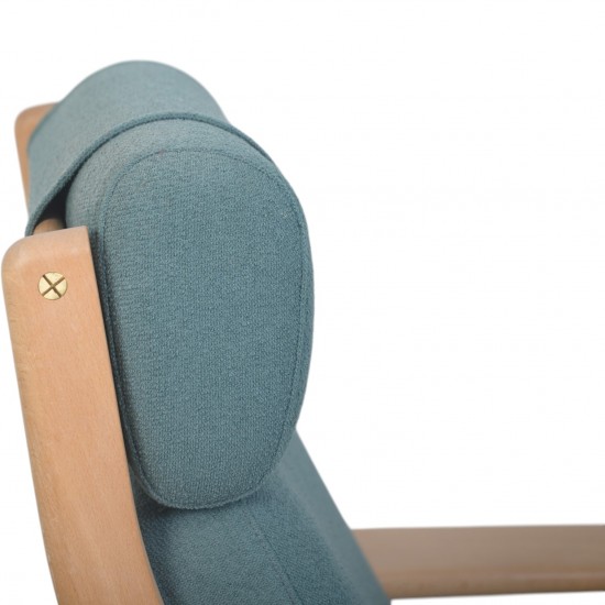 Hans Wegner Ge290a loungestol i grønt stof og bøg 2000'erne
