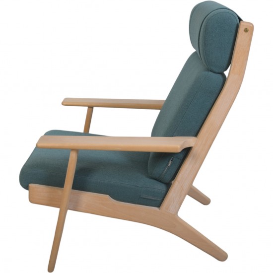 Hans Wegner Ge290a loungestol i grønt stof og bøg 2000'erne