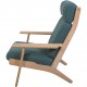 Hans Wegner Ge290a loungestol i grønt stof og bøg 2000'erne