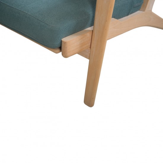 Hans Wegner Ge290a loungestol i grønt stof og bøg 2000'erne