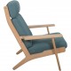 Hans Wegner Ge290a loungestol i grønt stof og bøg 2000'erne
