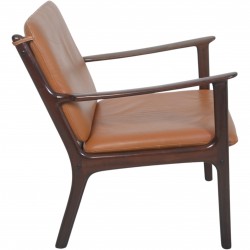Ole Wanscher PJ112 stol i cognac læder og mahogni 1960'erne