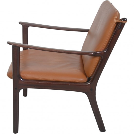 Ole Wanscher PJ112 stol i cognac læder og mahogni 1960'erne