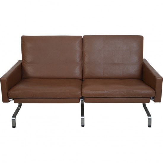 Poul Kjærholm PK31/2 sofa i brunt læder 1985