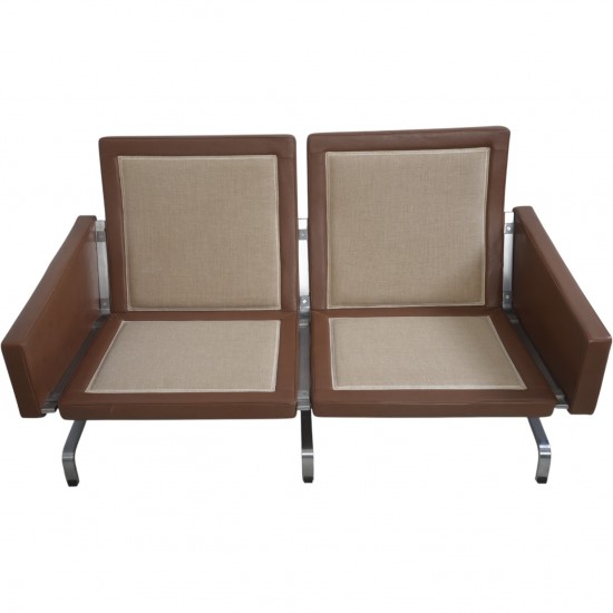 Poul Kjærholm PK31/2 sofa i brunt læder 1985