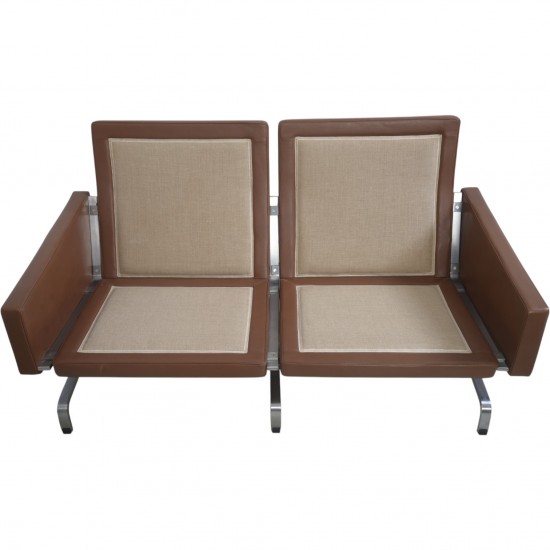 Poul Kjærholm PK31/2 sofa i brunt læder 1985