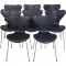 Set of 8 Arne Jacobsen Seven chairs in black classic leather 2000s