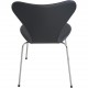Set of 8 Arne Jacobsen Seven chairs in black classic leather 2000s