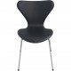 Set of 8 Arne Jacobsen Seven chairs in black classic leather 2000s