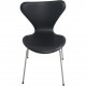 Set of 8 Arne Jacobsen Seven chairs in black classic leather 2000s
