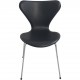 Set of 8 Arne Jacobsen Seven chairs in black classic leather 2000s