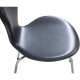 Set of 8 Arne Jacobsen Seven chairs in black classic leather 2000s
