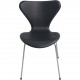 Set of 8 Arne Jacobsen Seven chairs in black classic leather 2000s