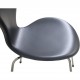 Set of 8 Arne Jacobsen Seven chairs in black classic leather 2000s