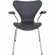 Arne Jacobsen 3207 seven armchair in black classic leather 2010s
