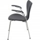 Arne Jacobsen 3207 seven armchair in black classic leather 2010s