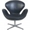 Arne Jacobsen vintage Swan chair in black leather 1960s