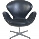 Arne Jacobsen vintage Swan chair in black leather 1960s