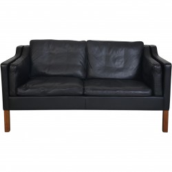 Børge Mogensen 2212 2.seater sofa in black leather 1980s