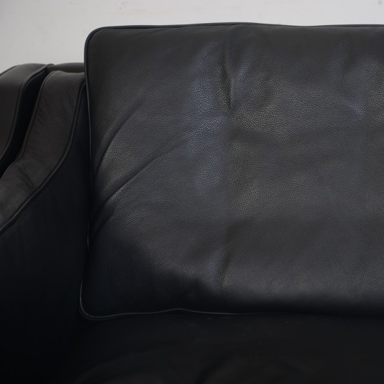 Børge Mogensen 2212 2.seater sofa in black leather 1980s