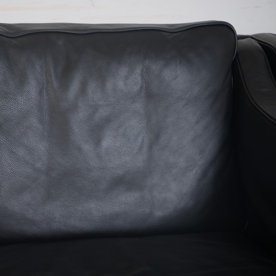 Børge Mogensen 2212 2.seater sofa in black leather 1980s