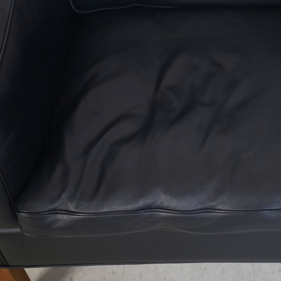 Børge Mogensen 2212 2.seater sofa in black leather 1980s