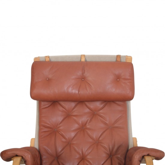 Bruno Mathson Pernilla chair in cognac leather 1990s