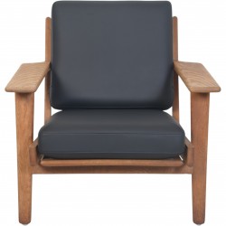Hans Wegner GE290 chair in oak and black leather 1980s